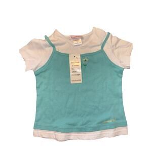 American Eagle Girl's Turquoise/White Short Sleeve Top Size Small New With Tag